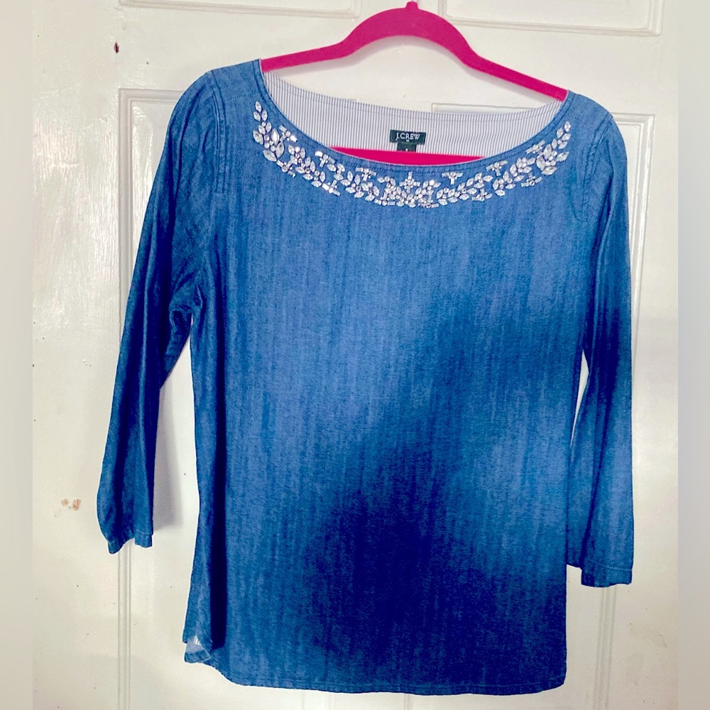 J Crew Blue Denim Top